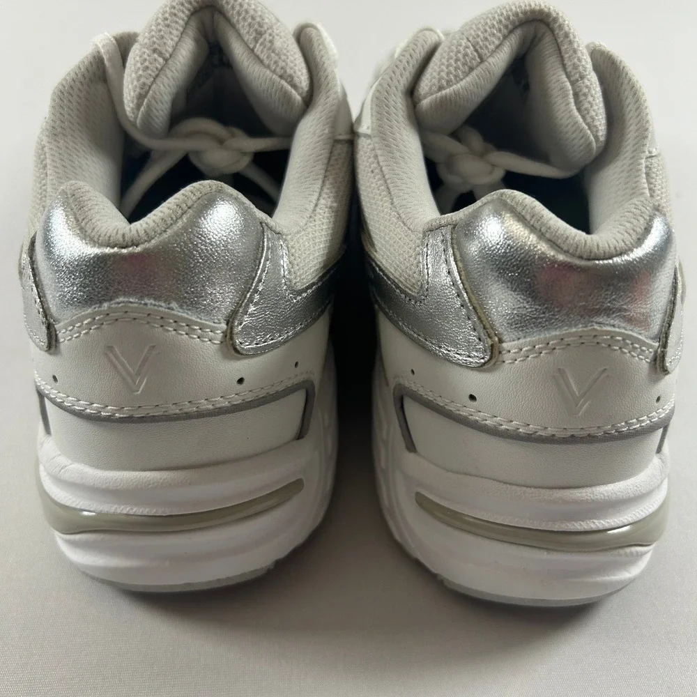 Vionic 23WALK 2.0 Shoes Womens 8.5 Wide White‎ Silver Leather Walking Sneakers